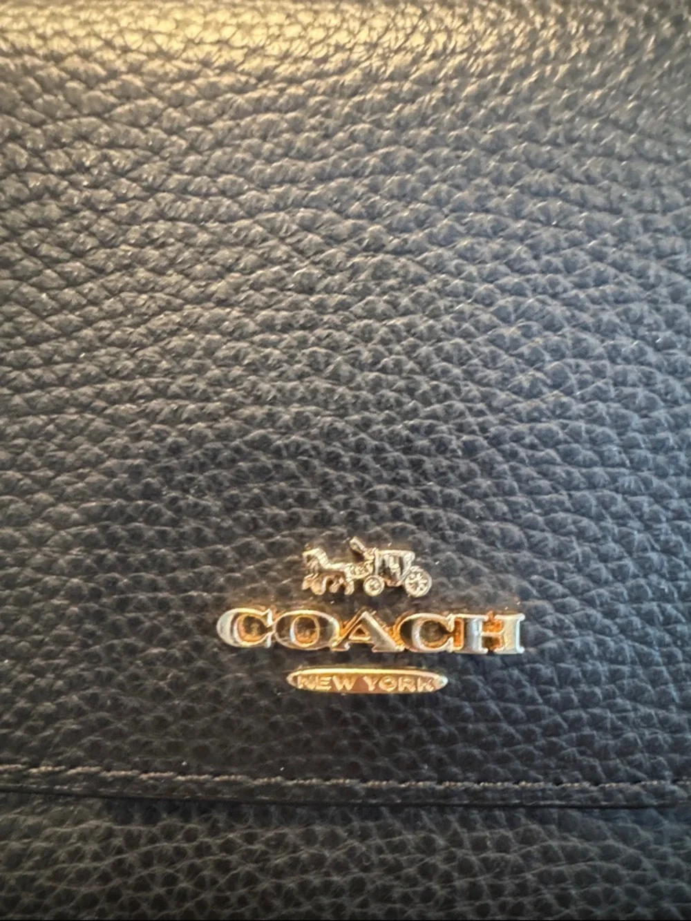 Coach Black Pebbled Leather Wallet & Checkbook Duo with Gold Logo - Picture 2 of 8